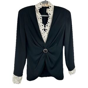 Vtg DAYMORE Couture Evening Blouse Jacket 10 Swag Front 90s Kristen Stewart Vibe
